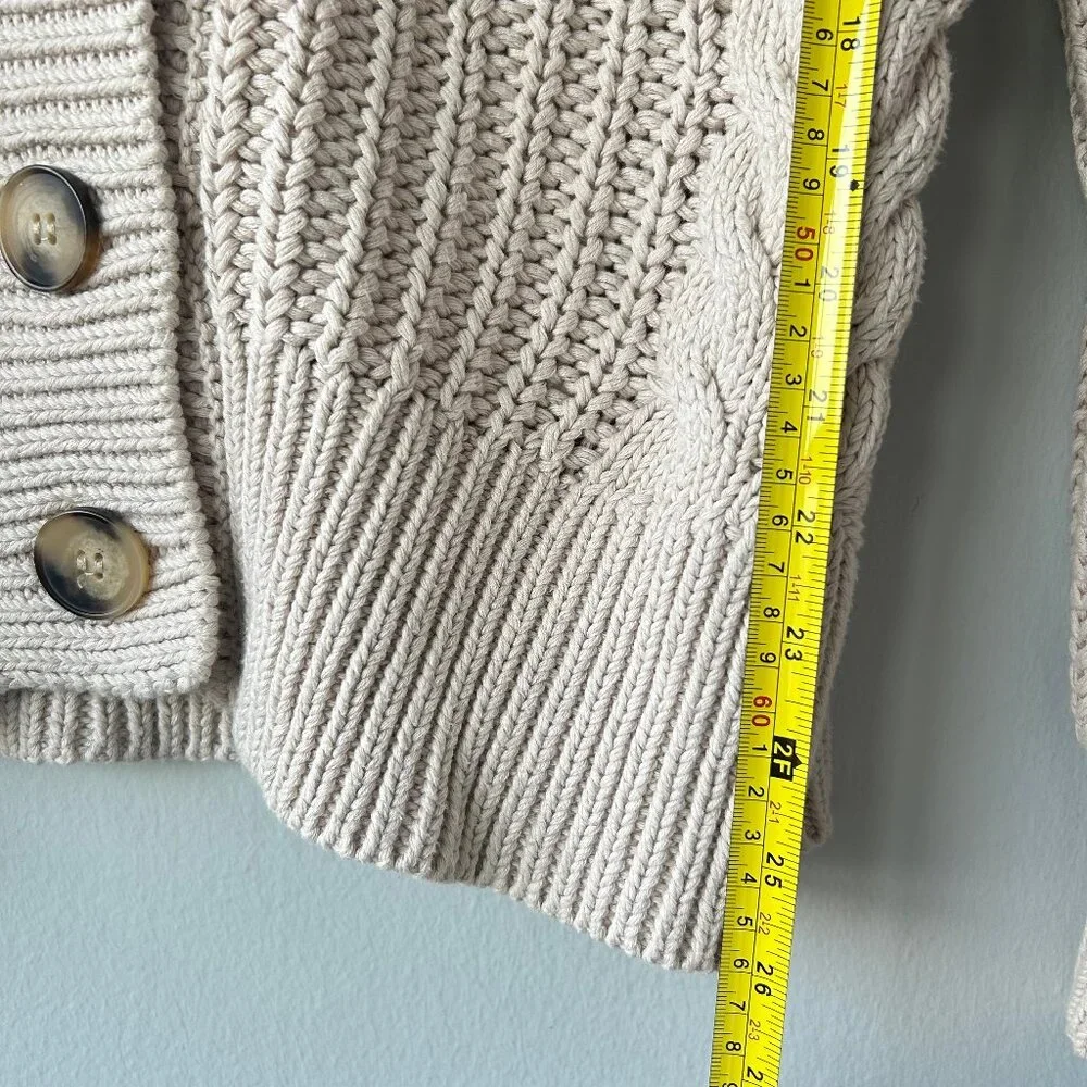 Pistola Cable Knit Cardigan Women XS Beige Chunky Knit Cotton - Picture 9 of 9